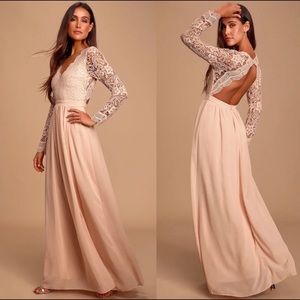 Lulus Awaken My Love Blush Pink Long Sleeve Dress